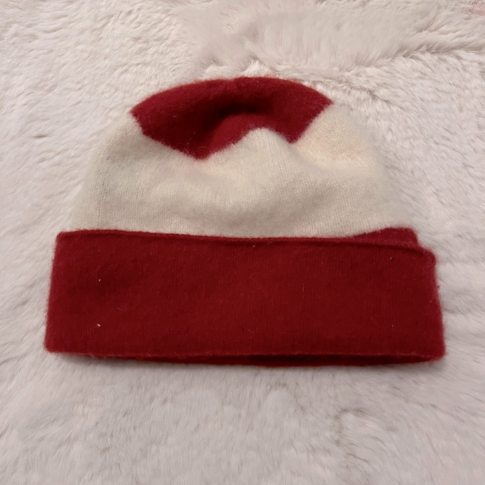 GAP 100% Lambswool Striped Beanie in Red/Cream